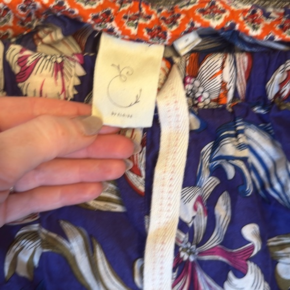 Anthropologie By Eloise Printed Cropped Floral Print Cotton PajamaBottoms Pants - Picture 4 of 6